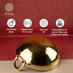 P-Tal - Set of 3 Brass Kadhais (1L round base, 3L round base, 3L flat base)
