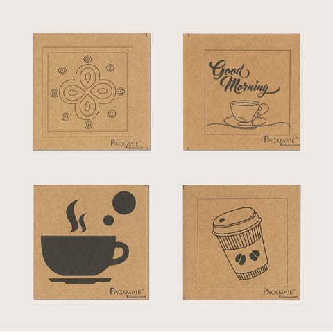 Packmate -  Coasters -Set of 4 (Pack of 2)  Made From 100% Recycled Paper