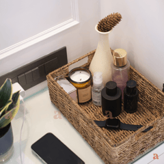 Ardpure - Wicker Bedside Organiser (stainless steel frame)