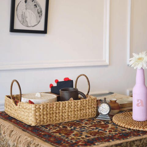 Ardpure - Kauna Grass Table Organiser with cane handles
