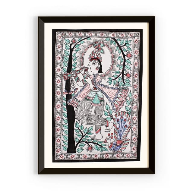Prashast - Madhubani Handmade Painting | Framed | Gajraj