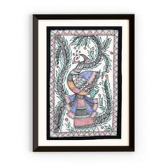 Prashast - Madhubani Handmade Painting | Framed | Mayur Meen Raj