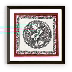 Prashast - Madhubani Handmade Painting | Framed | Godhana Meen Naach