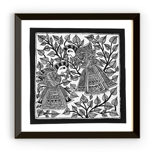 Prashast - Madhubani Handmade Painting | Framed | Mayur Vartalap