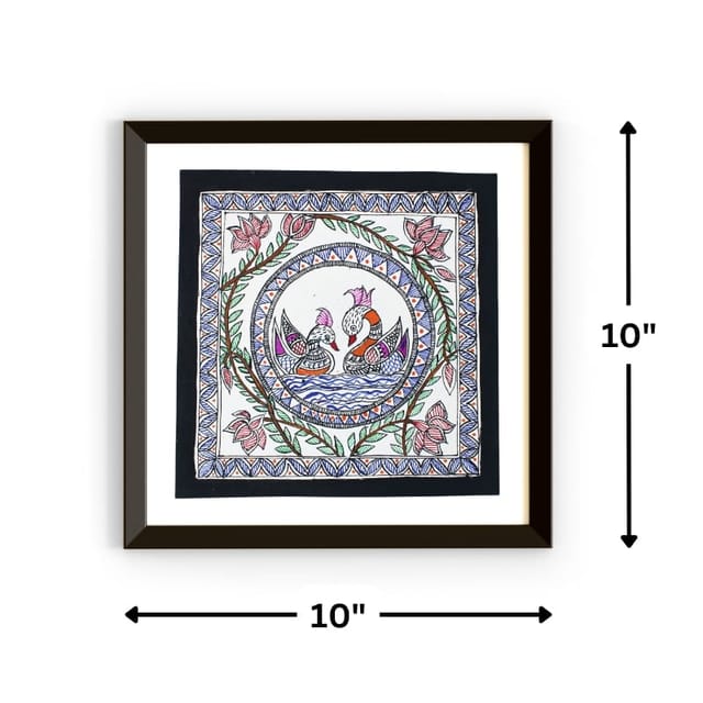 Prashast - Madhubani Handmade Painting | Framed | Yugul Hans