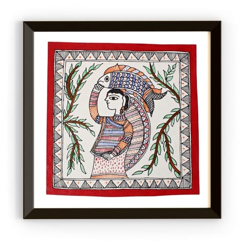 Prashast - Madhubani Handmade Painting | Framed | Machhuaarin