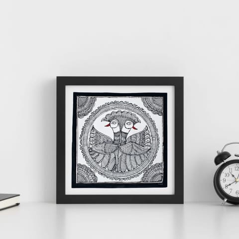 Prashast - Madhubani Handmade Painting | Framed | Kachni Mayur Sawagat