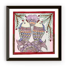 Prashast - Madhubani Handmade Painting | Framed | Meen Swagat