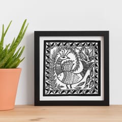 Prashast - Madhubani Handmade Painting | Framed | Mayur Meen