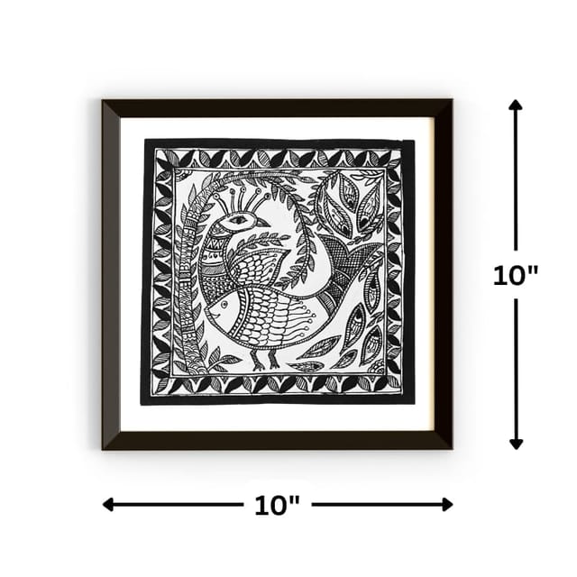 Prashast - Madhubani Handmade Painting | Framed | Mayur Meen
