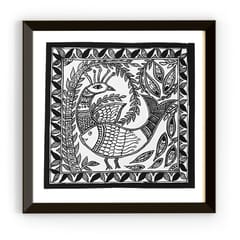 Prashast - Madhubani Handmade Painting | Framed | Mayur Meen