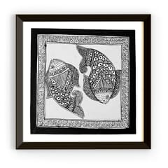 Prashast - Madhubani Handmade Painting | Framed | Meen Netra