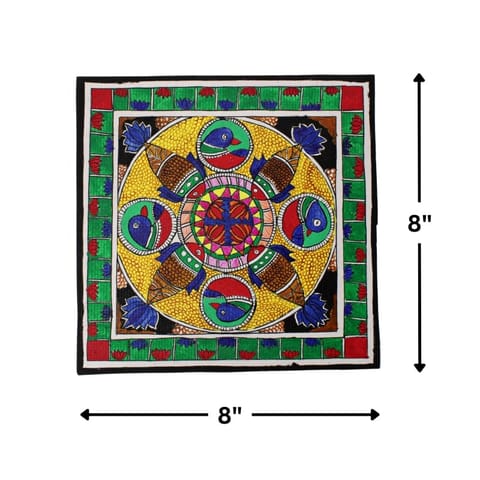 Prashast - Madhubani Handmade Painting | Framed | Bharni Kamal Meen