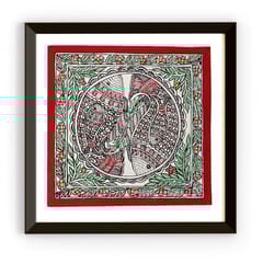 Prashast - Madhubani Handmade Painting | Framed | Meen Nritya