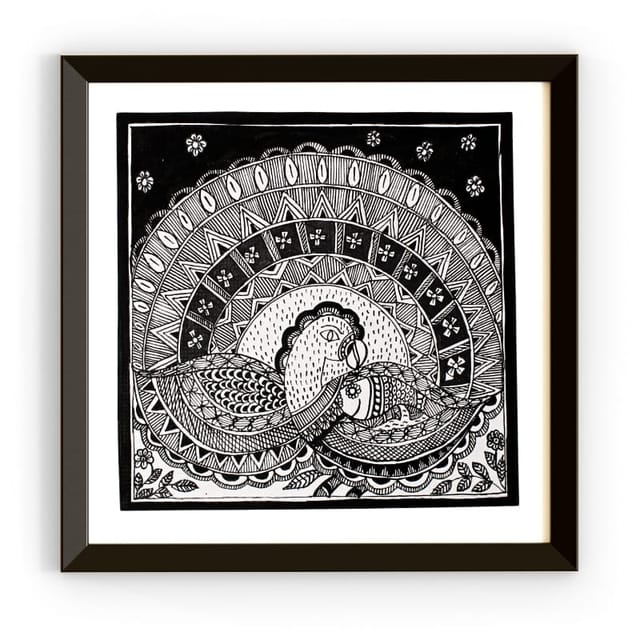 Prashast - Madhubani Handmade Painting | Framed | Mayur Sanjh