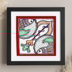 Prashast - Madhubani Handmade Painting | Framed | Jalashay Matsy