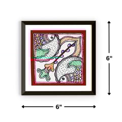 Prashast - Madhubani Handmade Painting | Framed | Jalashay Matsy