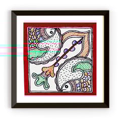 Prashast - Madhubani Handmade Painting | Framed | Jalashay Matsy