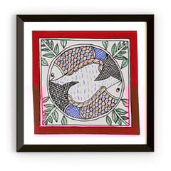 Prashast - Madhubani Handmade Painting | Framed | Makar Ras