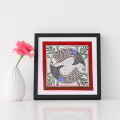 Prashast - Madhubani Handmade Painting | Framed | Makar Ras