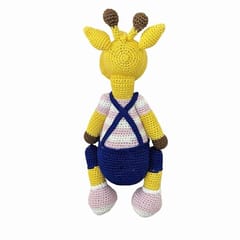 Happy Threads | Handmade Crochet Naughty Giraffe Pink, best size for Girls & Boys, stuffed Soft Toy for small kids