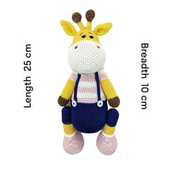 Happy Threads | Handmade Crochet Naughty Giraffe Pink, best size for Girls & Boys, stuffed Soft Toy for small kids