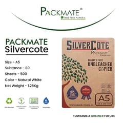Packmate -  Silvercote A5 Copier, 1 Ream, 500 Sheets (Pack of 2)  Made From 100% Recycled Paper