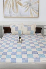 Rustic Route - Blue & Firozi Check Print Pattern Bedspread with Pillow Covers