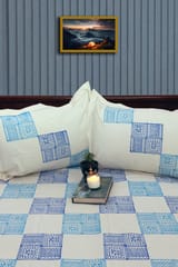Rustic Route - Blue & Firozi Check Print Pattern Bedspread with Pillow Covers