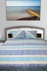 Rustic Route - Blue & Firozi Horizontal Print Bedspread with Pillow Covers