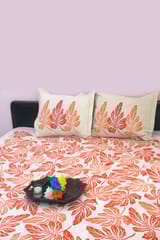 Rustic Route - Orange & Peach Leaf Print Bedspread with Pillow covers