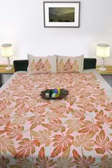 Rustic Route - Orange & Peach Leaf Print Bedspread with Pillow covers