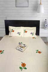 Rustic Route - Peach & Mauve Hibiscus Print Bedspread with Pillow covers