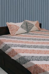 Rustic Route - Black & Rust Diagonal Print Bedspread with Pillow covers