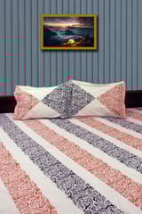 Rustic Route - Black & Rust Diagonal Print Bedspread with Pillow covers