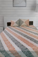 Rustic Route - Black & Rust Diagonal Print Bedspread with Pillow covers