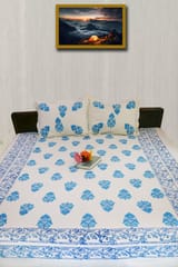 Rustic Route - Blue & Firozi Traditional Print Bedspread with Pillow Covers