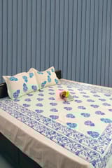 Rustic Route - Blue & Firozi Traditional Print Bedspread with Pillow Covers
