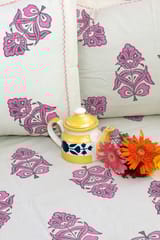 Rustic Route - Grey & Pink Traditional Print Bedspread with Pillow Covers
