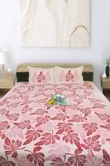 Rustic Route- Red & pink leaf print Bedspread with Pillow Covers