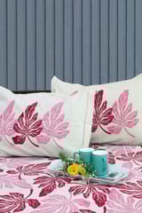 Rustic Route- Red & pink leaf print Bedspread with Pillow Covers