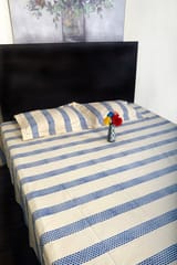 Rustic Route- Blue Stripe Print Bedspread with Pillow covers