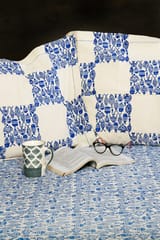 Rustic Route- Indigo Blue Fish Print Bedspread with Pillow Covers