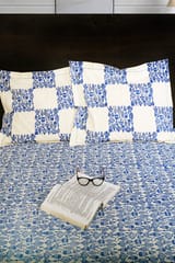 Rustic Route- Indigo Blue Fish Print Bedspread with Pillow Covers