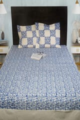 Rustic Route- Indigo Blue Fish Print Bedspread with Pillow Covers