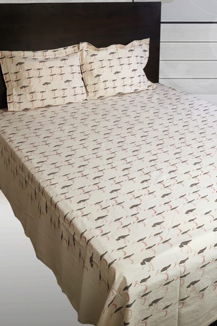Rustic Route- Grey & Rust Pelican Print Bedspread with Pillow Covers
