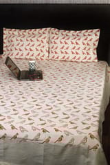 Rustic Route- Rust Parrot Print Bedspread with Pillow Covers