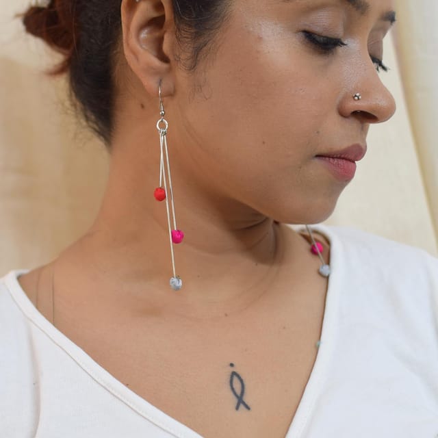 PAULAMI - Aabha 3 line Long earrings- ABH3-L-E3