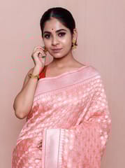 HKV Benaras -floral check butidaar silk Saree