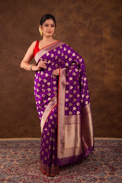 HKV Benaras -Pure Katan silk Kadhwa Bootidaar Banarasi Saree